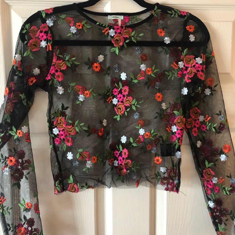 sheer floral print top